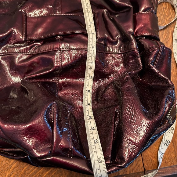 Kooba Elisha Bow Patent Leather Merlot Hobo Handbag - Picture 10 of 12